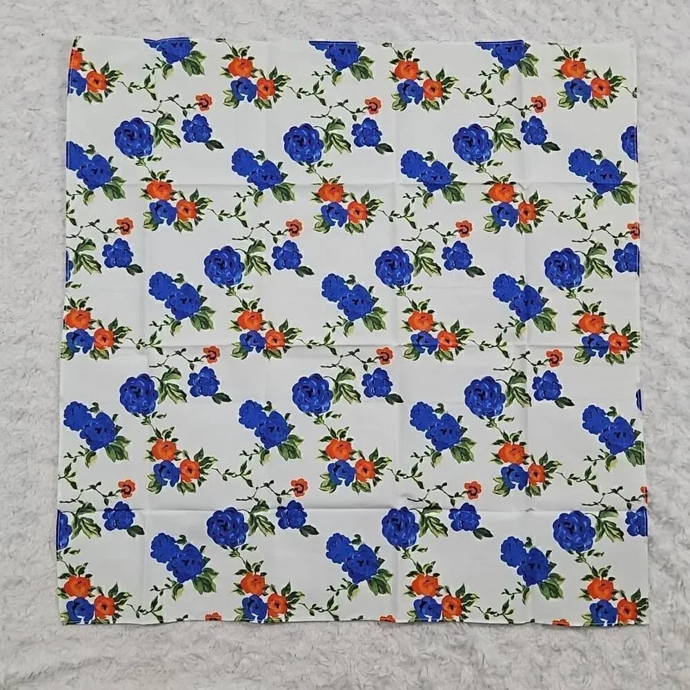 Lemlem Blue and Red Floral Purse Scarf 22.5